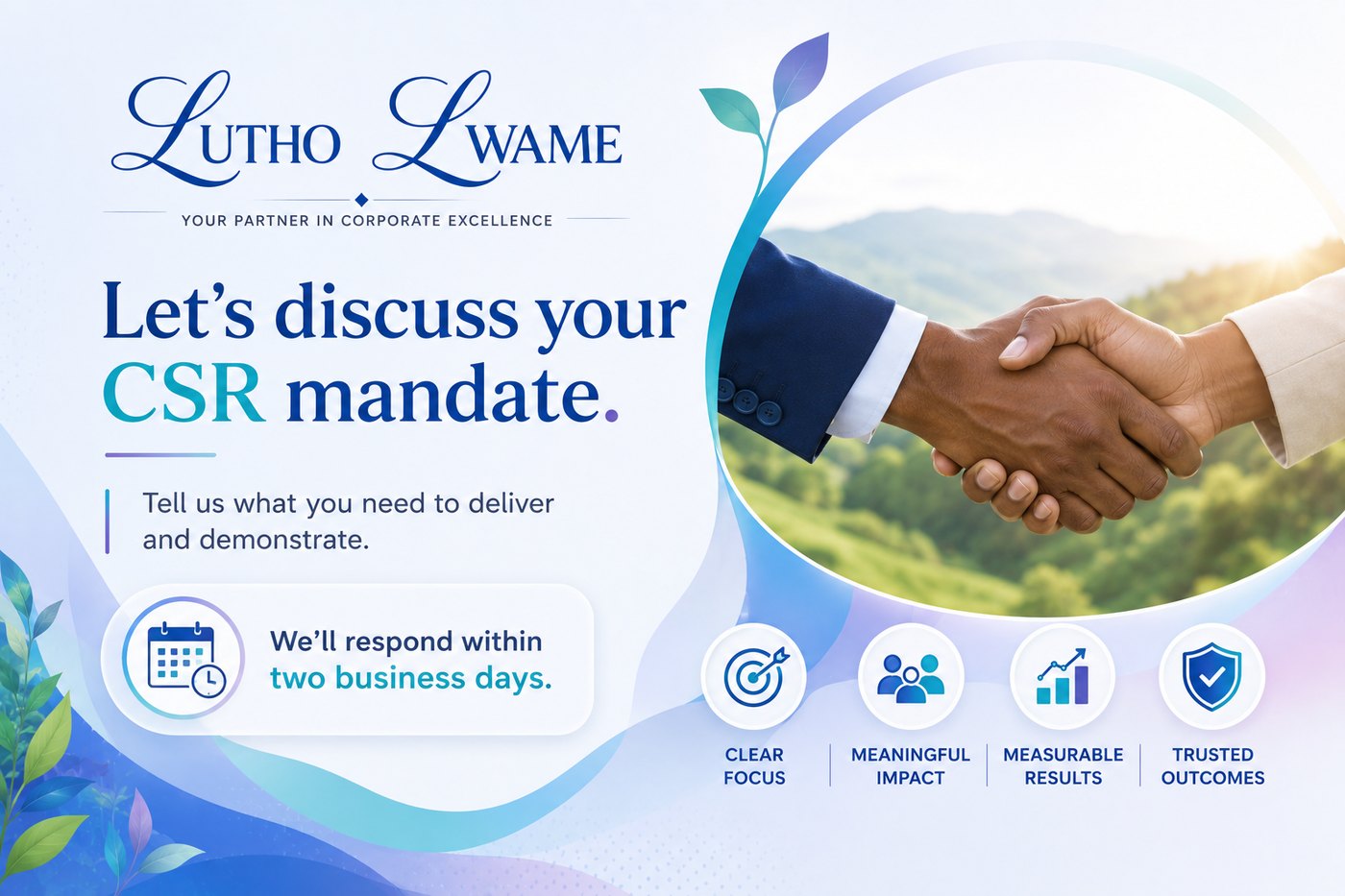 Let's discuss your CSR mandate — we respond within two business days.