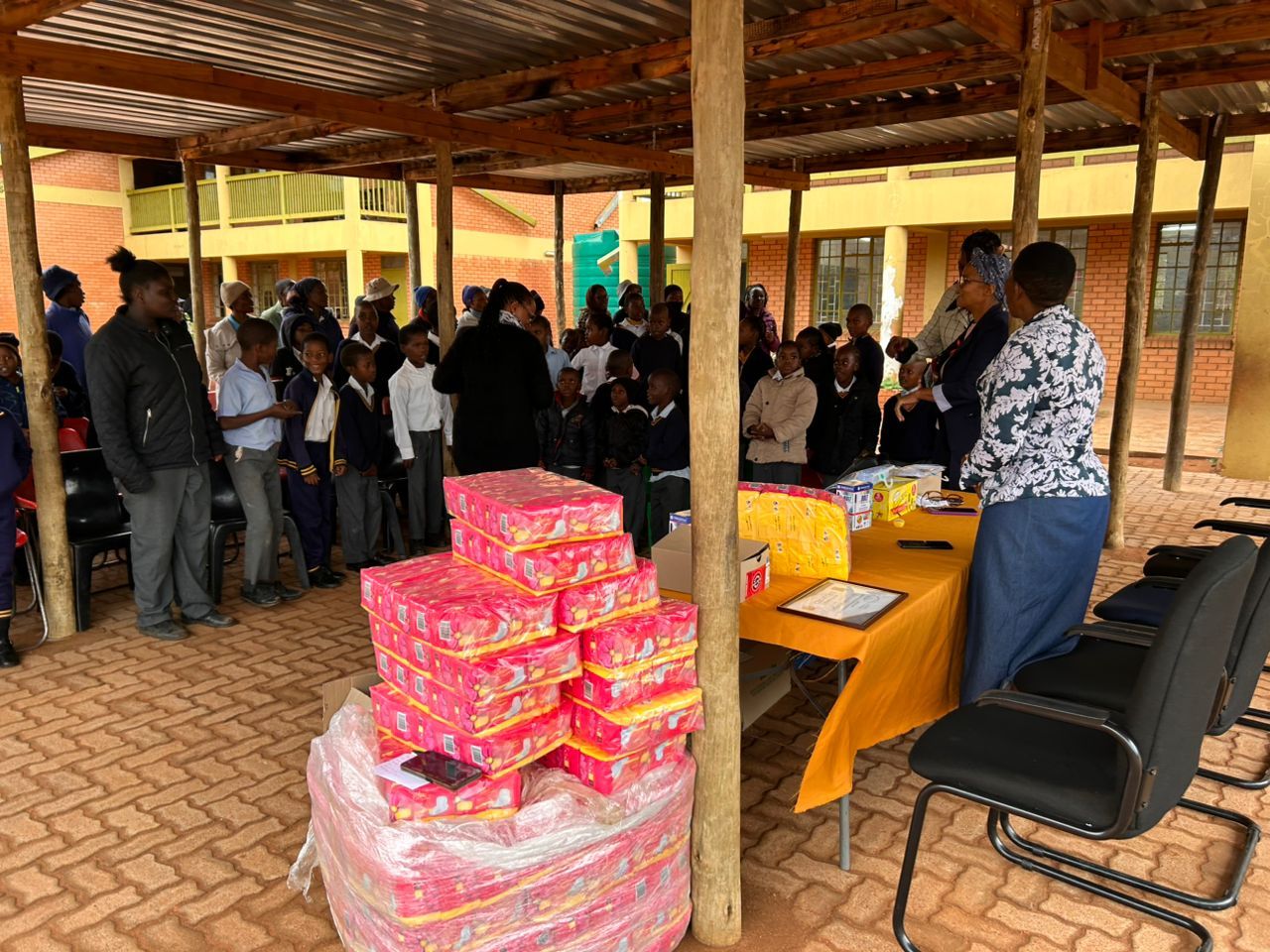 Handover assembly at a school in Botswana
