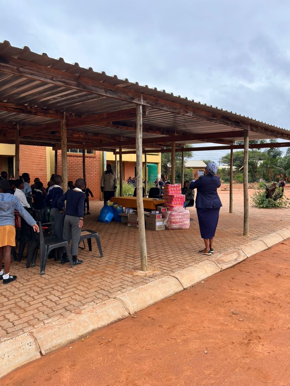 Supplies under the school shelter